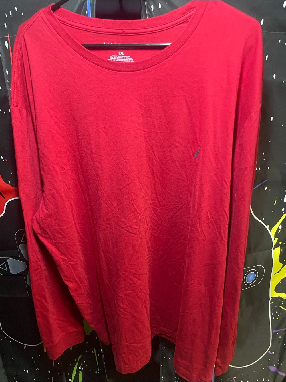 Nautica Men's Crimson Long-Sleeve Crew Neck Shirt